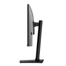 Side view gaming monitor with slim frame and black stand pedestal base