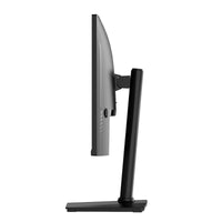 Side view gaming monitor with slim frame and black stand pedestal base